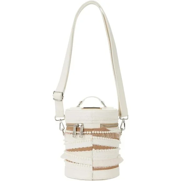 Figural Mummy Crossbody Bag Multicolor Faux Leather Glitter with Embroidered Eye